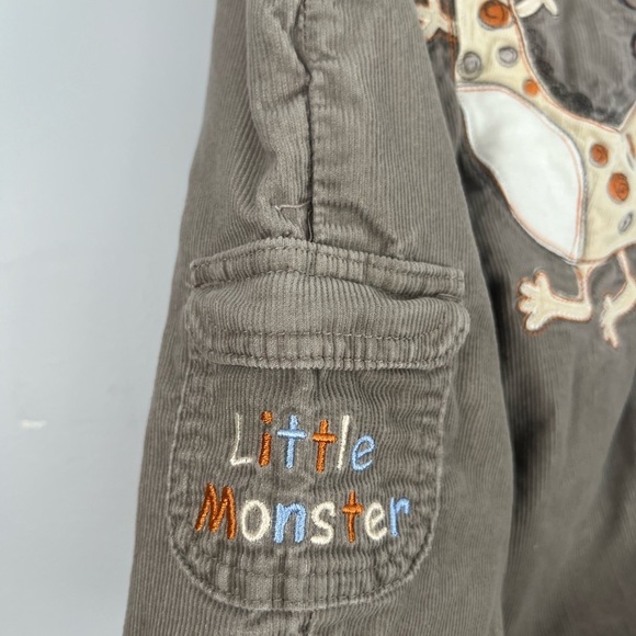 M&Co. “Little Monster” Brown Overalls with Appliqué 3-6M - Picture 3 of 5